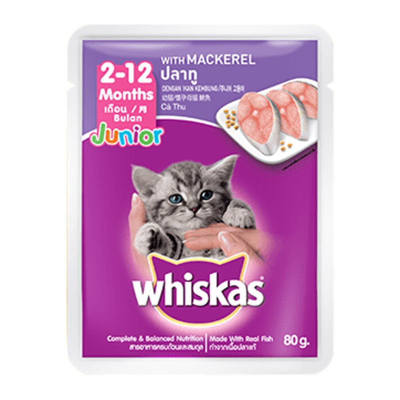 Whiskas Pouch Cat Food Junior Mackerel 80g