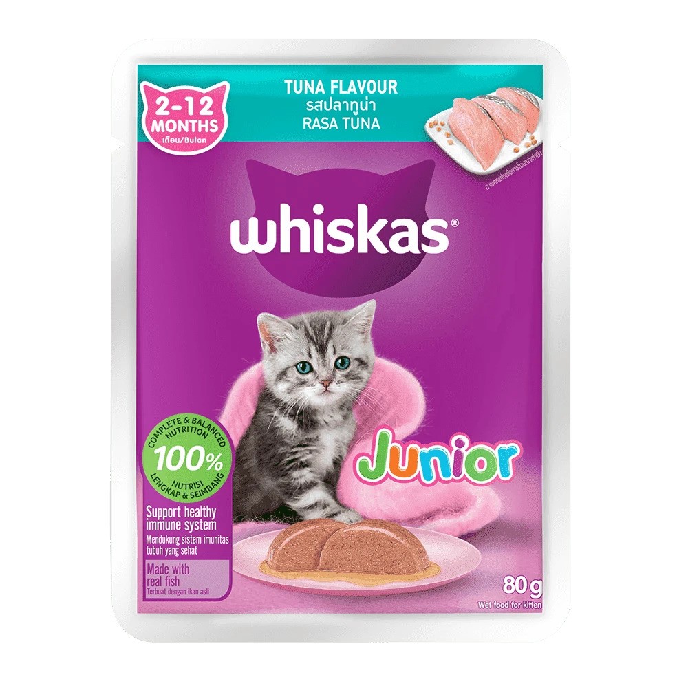 Whiskas Pouch Cat Food Junior Tuna 80g