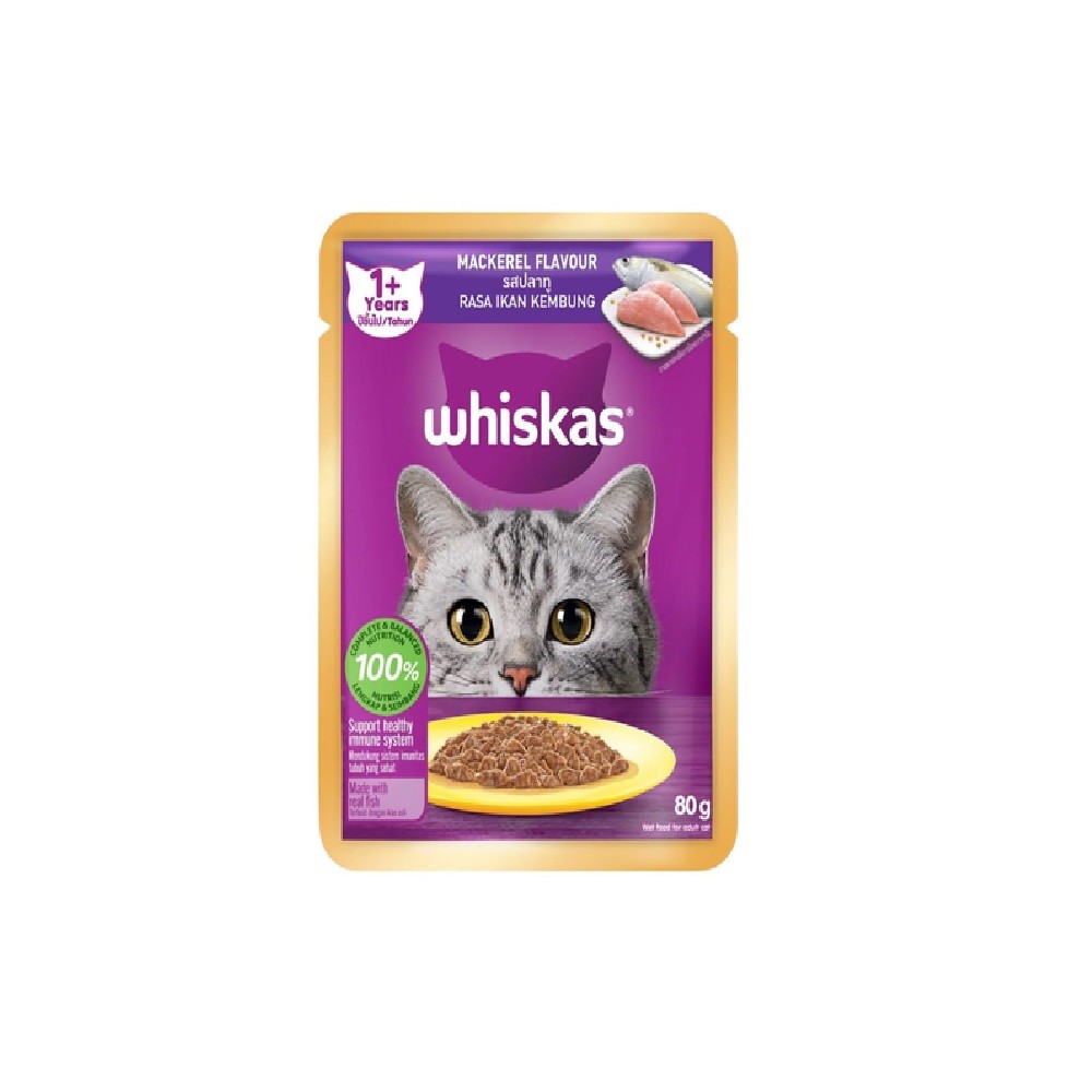 Whiskas Pouch Adult Cat 1+ Yrs Mackerel 80 g